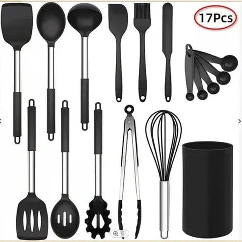 Complete Kitchen Tool Set: 31-Piece Silicone Cookware Collection