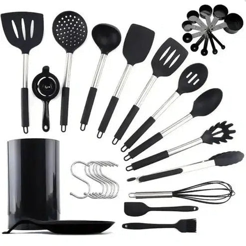 Complete Kitchen Tool Set: 31-Piece Silicone Cookware Collection