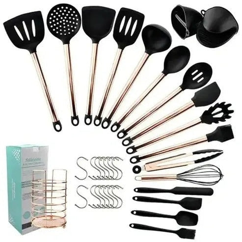 Complete Kitchen Tool Set: 31-Piece Silicone Cookware Collection
