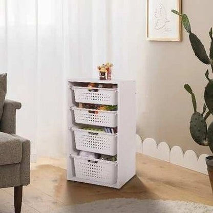 Container Organizer with 4 Sliding Storage Drawers