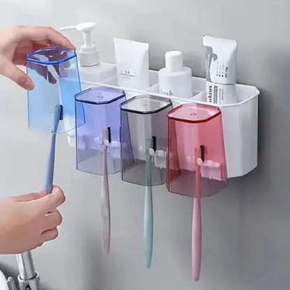 Convenient Wall-Mounted Toothbrush Holder Set