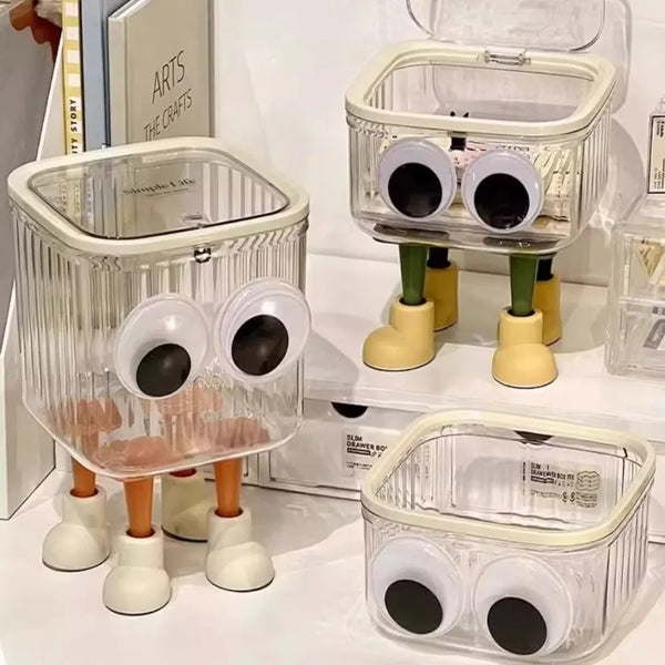 Creative Desktop Storage Box, Transparent with Lid, Waste Paper Basket