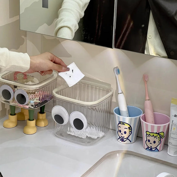 Creative Desktop Storage Box, Transparent with Lid, Waste Paper Basket