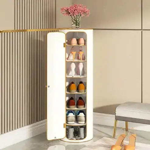 Cylindrical Shoe Storage Rack with a 360° Rotating Design