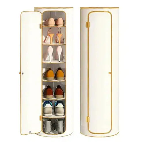 Cylindrical Shoe Storage Rack with a 360° Rotating Design