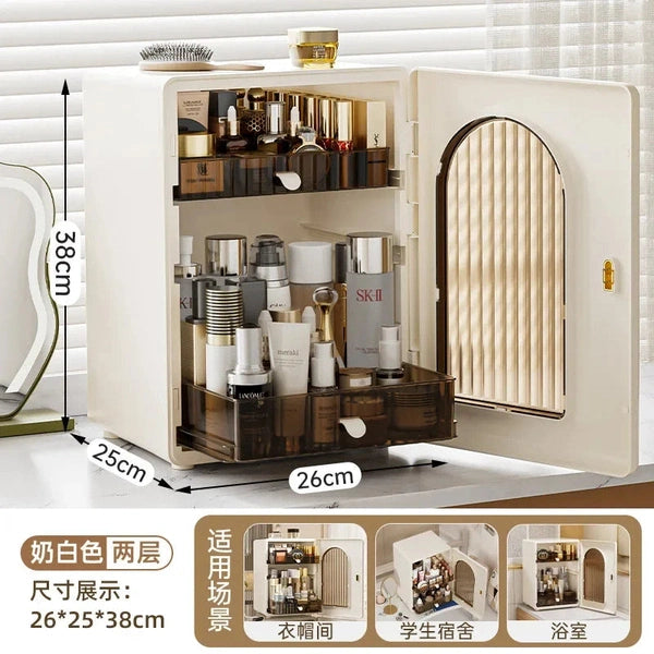 Desktop Cosmetics Storage Box, Large Capacity Dresser Cosmetic Cabinet