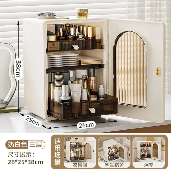 Desktop Cosmetics Storage Box, Large Capacity Dresser Cosmetic Cabinet