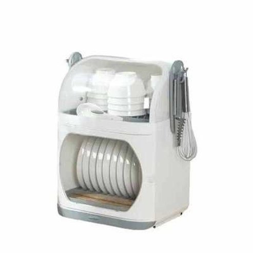 Dish storage rack drain cupboard