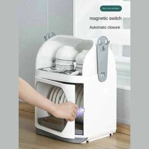 Dish storage rack drain cupboard