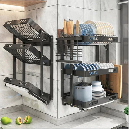 Dish Drying Rack Holder & Storage Organizer – Bowl, Plate, and Utensil Drainer