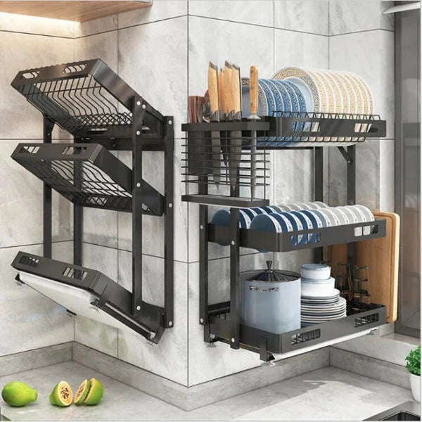Dish Drying Rack Holder & Storage Organizer – Bowl, Plate, and Utensil Drainer