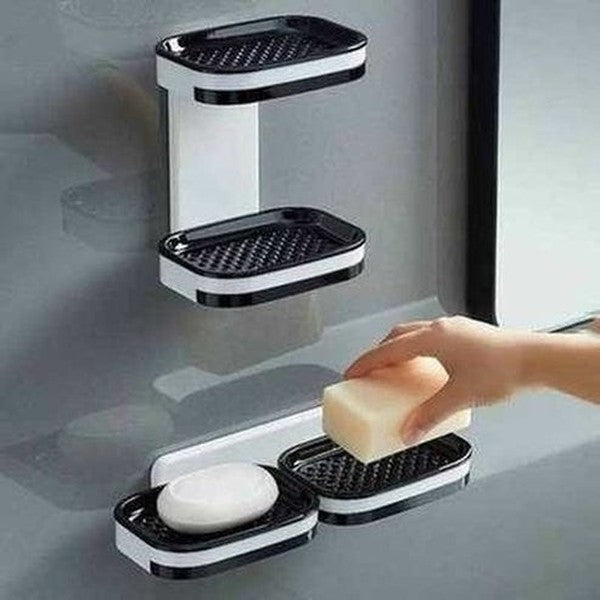 Double Layer Wall Mounted Soap Storage Tray for Bathroom