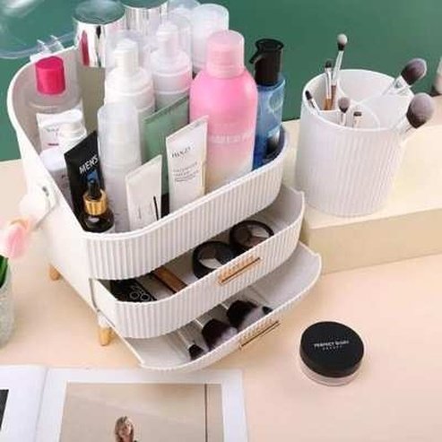 Dresser Organizer Container with Lid and Drawers