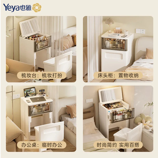 Dresser Chest Cabinet with Integrated Small Makeup Table, Flip Cabinet