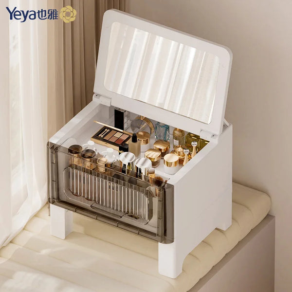 Dresser Chest Cabinet with Integrated Small Makeup Table, Flip Cabinet