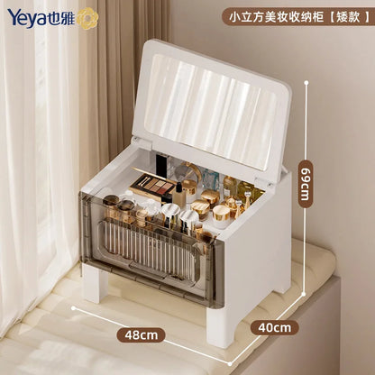 Dresser Chest Cabinet with Integrated Small Makeup Table, Flip Cabinet