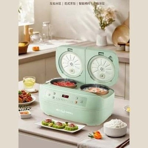 Dual-burner Rice Cooker Steam Pot