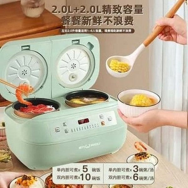 Dual-burner Rice Cooker Steam Pot