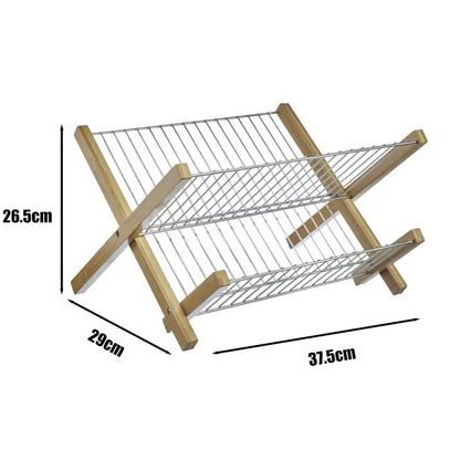 LD morphling Folding Dish-Linden, Bamboo FE, Silver/Brown, Foldable Dish Drainer