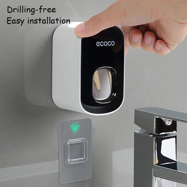 Ecoco Automatic Toothpaste Dispenser, No Nail Bathroom Toothpaste Squeezer