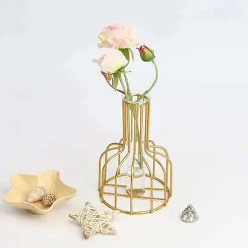 Elegant Nordic Iron Golden Hydroponic Vase