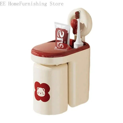 Elegant Styles Without Drilling Wall Mounted Toothbrush Holder With Sturdy PP Materials for Bathroom Storage Solution