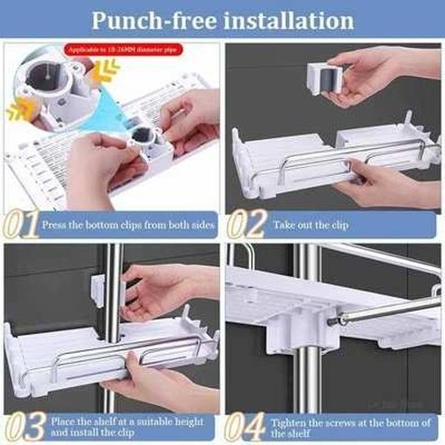 Extendable Shower Shelf Bathroom Shelf Without Drilling