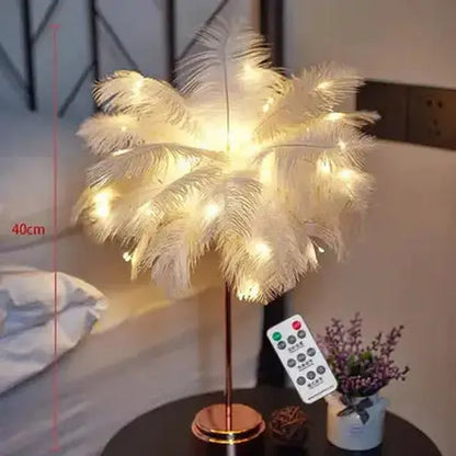 Feather Table Lamp LED Night Light for Bedroom