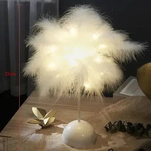 Feather Table Lamp LED Night Light for Bedroom