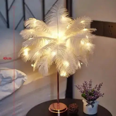 Feather Table Lamp LED Night Light for Bedroom