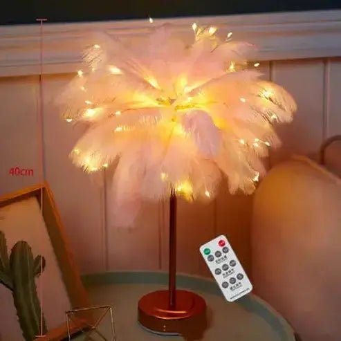 Feather Table Lamp LED Night Light for Bedroom
