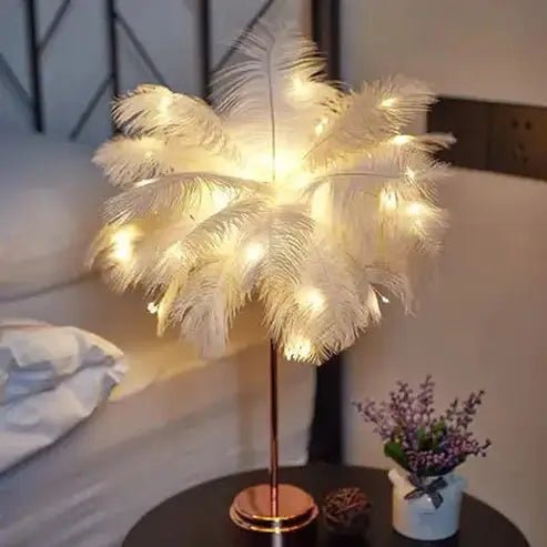 Feather Table Lamp LED Night Light for Bedroom