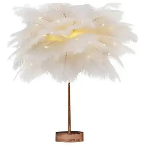Feather Table Lamp LED Night Light for Bedroom