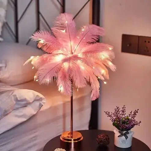 Feather Table Lamp LED Night Light for Bedroom