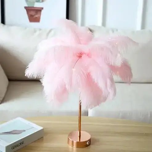 Feather Table Lamp LED Night Light for Bedroom