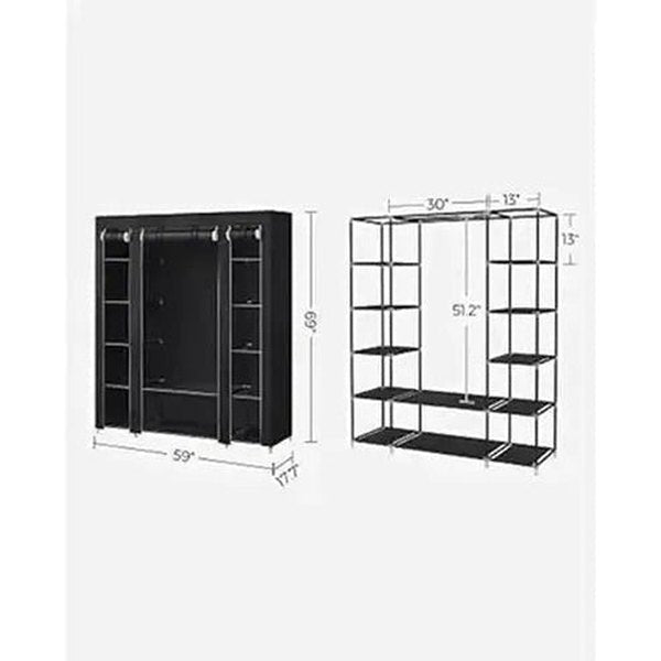 Foldable Fabric Wardrobe: 12-Compartment Bedroom Organizer