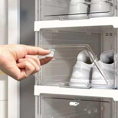 Foldable Integrated Shoe Box Organizer