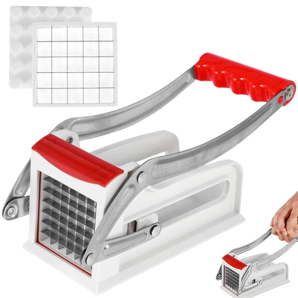 French Fry Cutter, Stainless Steel Potato Chipper with 25/49 Holes Blades