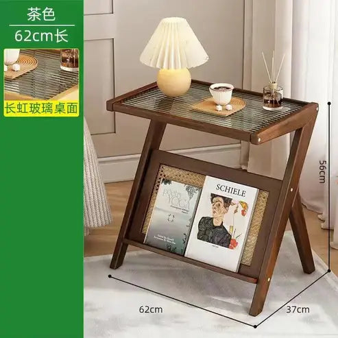 Glass Tea Table with Storage Shelf