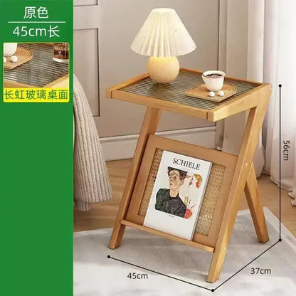 Glass Tea Table with Storage Shelf