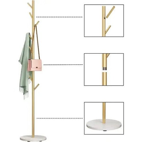 Gold Coat Rack with Hooks