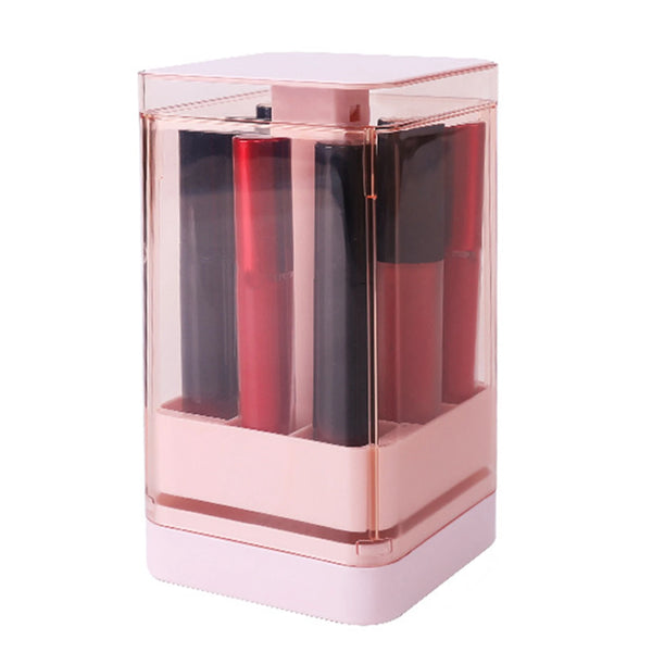 Grids Press Lift Lipstick Storage Box Press to Open Transparent Lip Glaze Holder