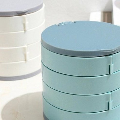 rotating plastic jewelry storage container jewelry holder earring ring box cosmetic beauty container organizer with mirror. type: household storage containers