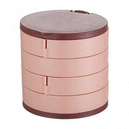 rotating plastic jewelry storage container jewelry holder earring ring box cosmetic beauty container organizer with mirror. type: household storage containers