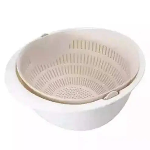 Kitchen Silicone Double Drain Basket Bowl