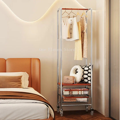 Hanger Shelf Storage, Standing Coat Rack, Garment Wheels Organizer, Wall Coat Rack