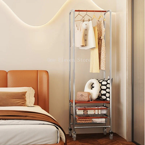 Hanger Shelf Storage, Standing Coat Rack, Garment Wheels Organizer, Wall Coat Rack