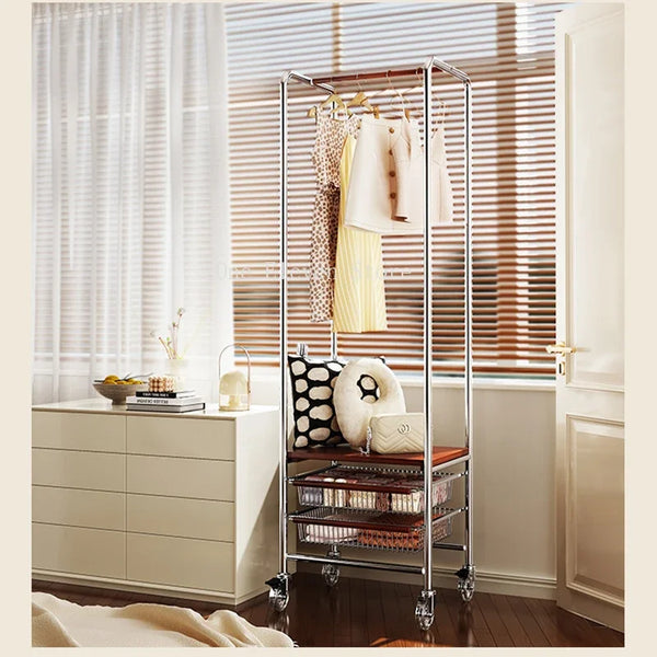 Hanger Shelf Storage, Standing Coat Rack, Garment Wheels Organizer, Wall Coat Rack