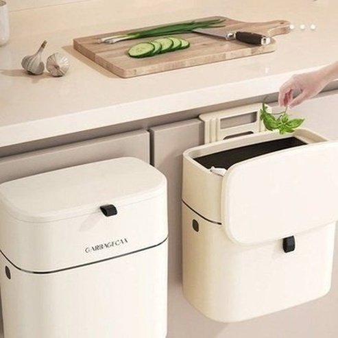 Wall Mounted Hanging Trash Can with Lid