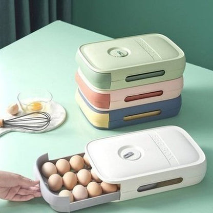 Stackable Egg Holder Storage Box Drawer Automatic Rolling Refrigerator Egg Organizer Container Space Saver Kitchen Organizer. Food Storage: Food Storage Containers.